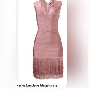VENUS Dusty Rose Fringe Bandage Sleeveless Midi Dress Excellent Condition!!